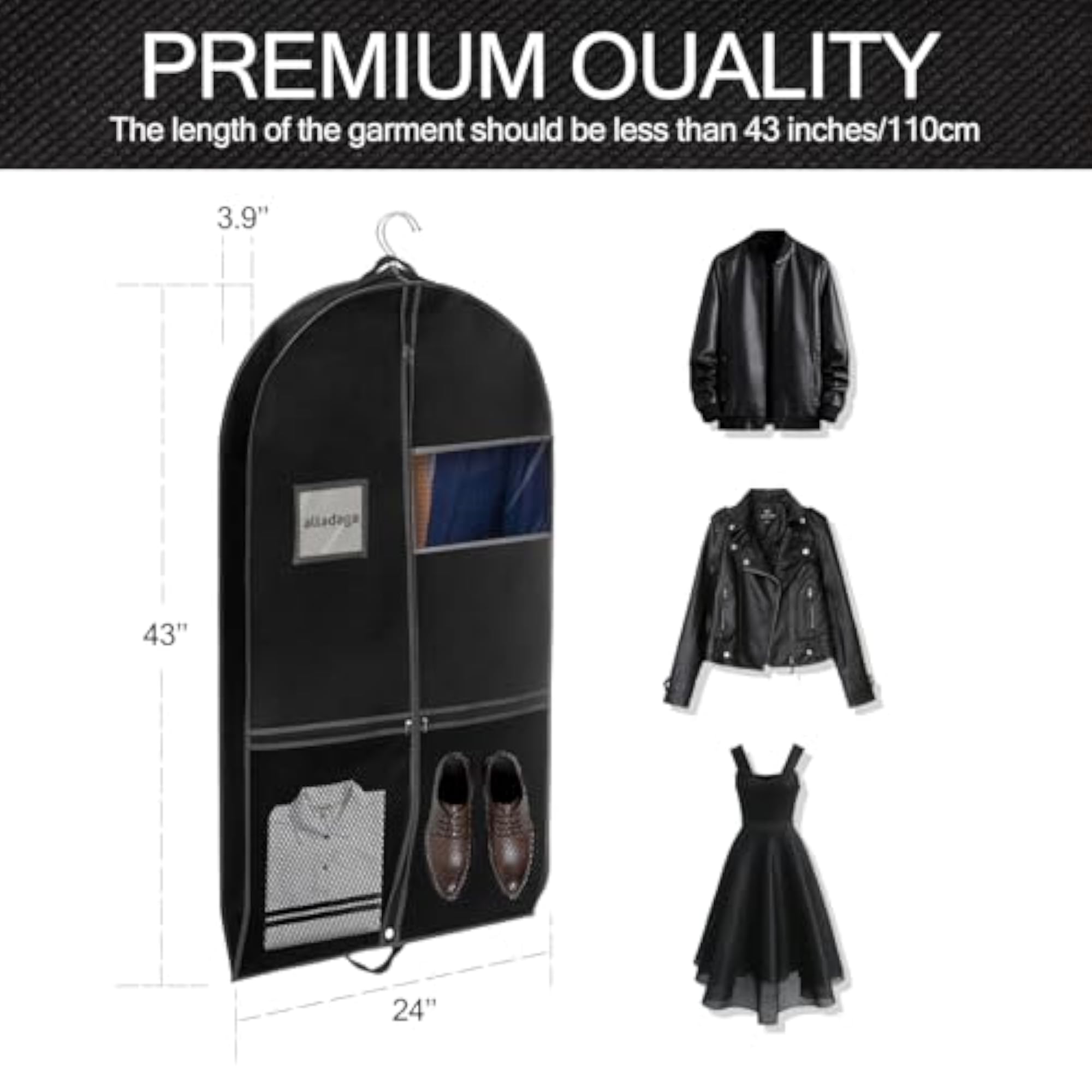 3 Pack 43" Garment Bags for Travel and Storage